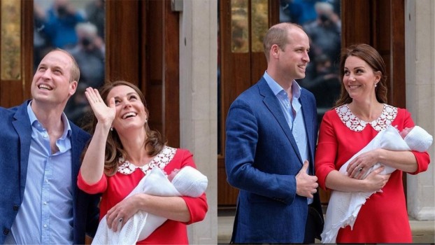Primele imagini cu bebelușul regal! Kate Middleton și Prințul William au prezentat lumii noul născut la ieșirea din spital 